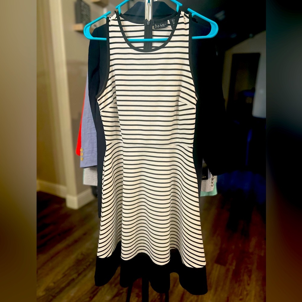 Black and white striped dress with pockets